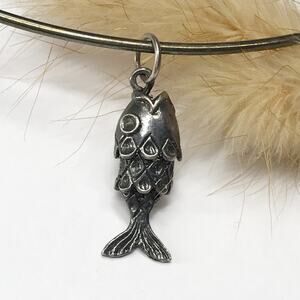 Vintage .92in Articulated 800 Sterling Silver Fish Necklace Pendant